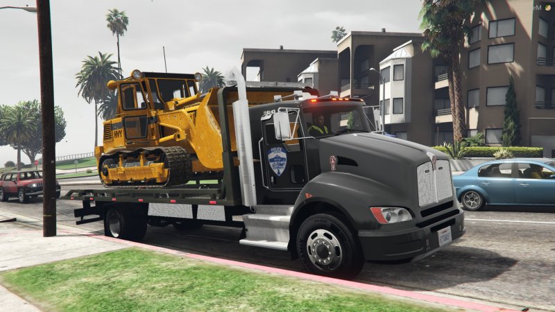 LSPD tow towing a Bulldozer