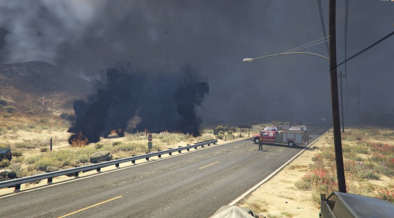 Mega fire on Grand Senora Desert