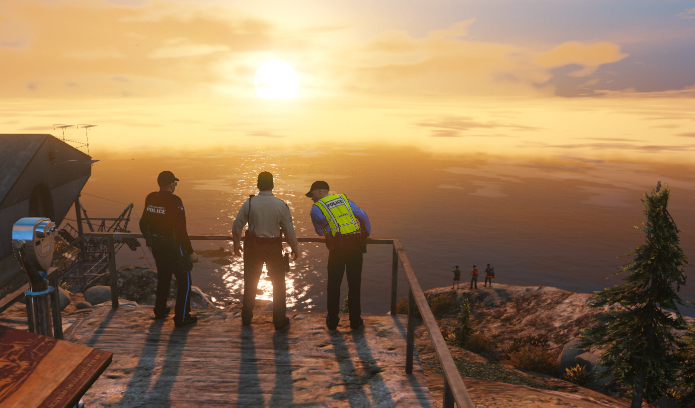 3 Officers Enjoying the Sunset